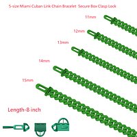 5-size Miami Cuban Link Chain Bracelet Secure Box Clasp Lock