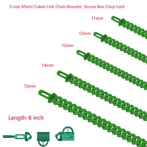 5-size Miami Cuban Link Chain Bracelet Secure Box Clasp Lock