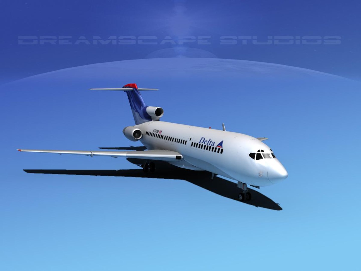 airline boeing 727 727-100 3d model