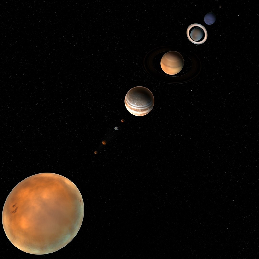 3d Solar Sun Planets Model