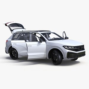Electric SUV White Lights On Rigged 3D
