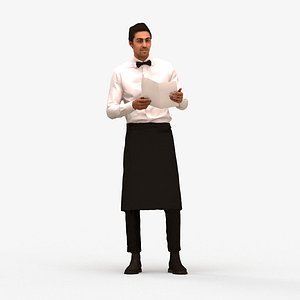 3D 00223Paul0003 - Adult Middle Eastern male waiting in hospitality setting wearing transitional season model