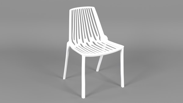 White Dining Chair With Holes 3D model