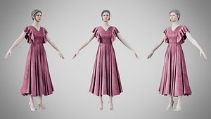 3D Dress 45 Dusty Rose Velvet model