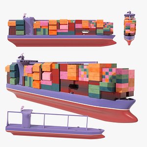3D Container Ship Styliced