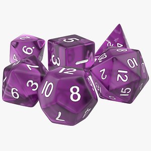 polyhedral dice set violet 3d model