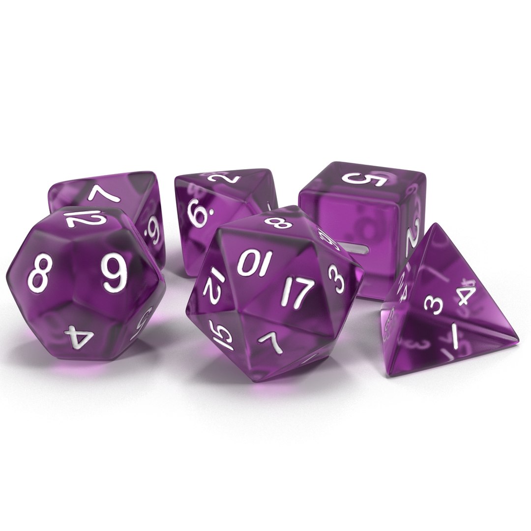 Polyhedral Dice Set Violet 3d Model