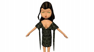 free low poly woman in dress 13