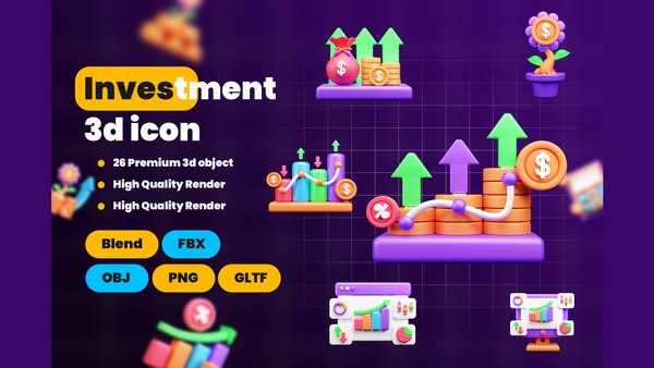 3D Investment 3d Illustration Icon Pack