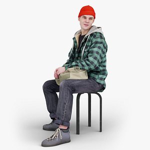 Waiting at The Bus Station Casual Guy in Flannel