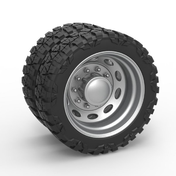 modelo 3d Diecast 10 Oval Hole rear semi wheel for pickup Scale 1 to 25 ...