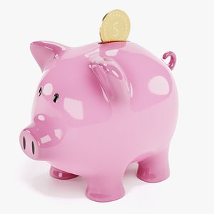 3D piggy bank coin model