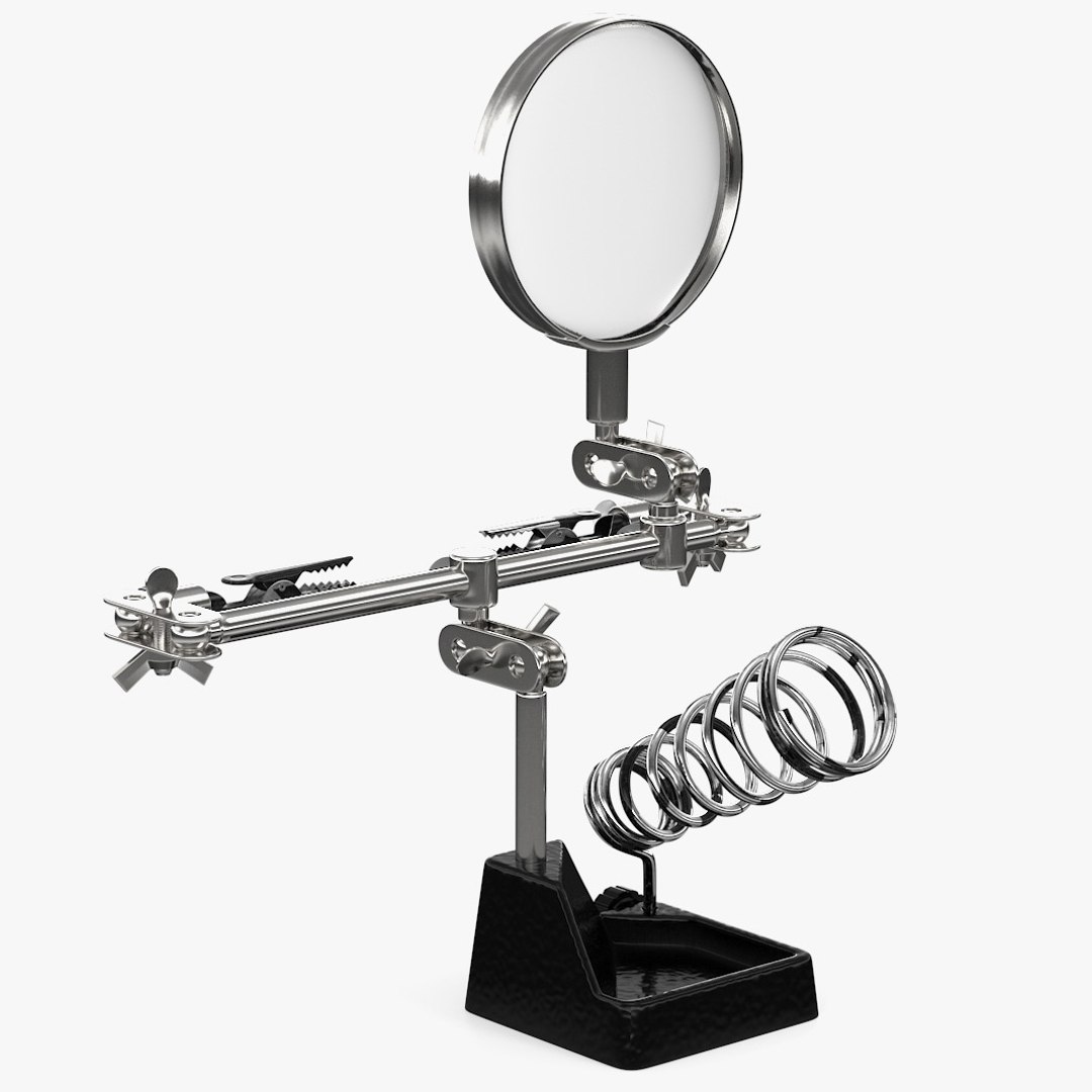 helping hands magnifier soldering 3D model https://p.turbosquid.com/ts-thumb/ig/KYEWcU/XRRNfzV7/helping_hands_with_magnifier_and_soldering_iron_stand_rigged_lxo_00/jpg/1597671606/1920x1080/fit_q87/1c984d77def02e85f59e04b3d48da33a37b18cb3/helping_hands_with_magnifier_and_soldering_iron_stand_rigged_lxo_00.jpg