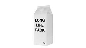 3D Long Life Pack Packaging Carton Bottle model