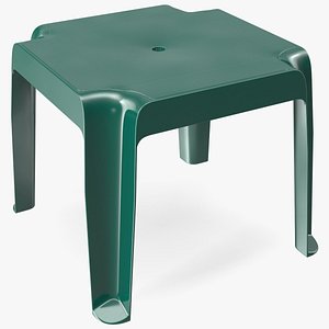 3D Plastic Square Patio Side Table Green model
