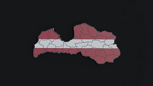 3D Political Map of Latvia