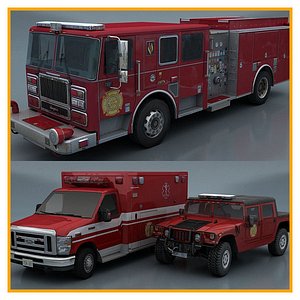 3 fire department vehicles