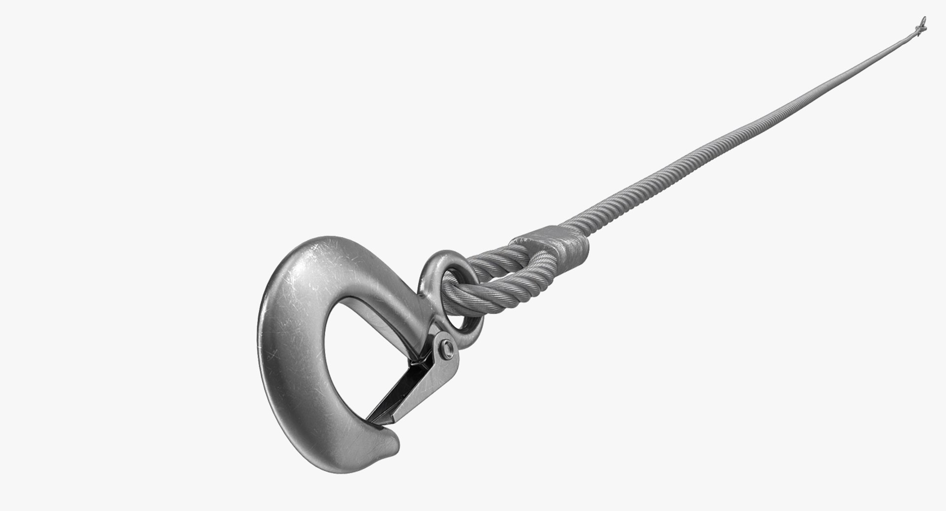 Emergency Towing Steel Wire Rope with Hooks 3m 3D model preview