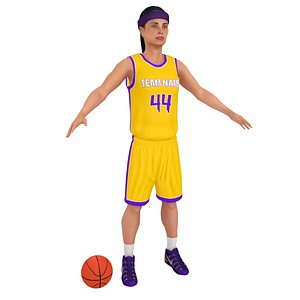 3D female basketball player ball model