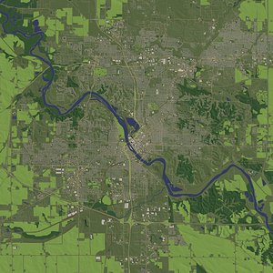 Cedar Rapids Iowa USA in 20 km x 20 km - city and urban