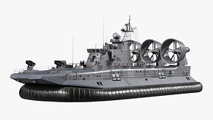 3D Zubr-Class Amphibious Assault Hovercraft with Turbines Gray Rigged for Maya model