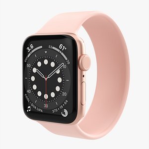 3D Apple Watch Series 6 silicone solo loop gold