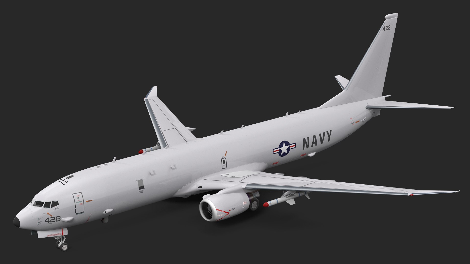 boeing p-8 poseidon military aircraft 3D https://p.turbosquid.com/ts-thumb/ih/YeUGY0/dMSOWSbb/boeingp8poseidonmilitaryaircraft3dmodel007/jpg/1583245349/1920x1080/fit_q87/036382bab59f8678c6584a2f34c9999864df3196/boeingp8poseidonmilitaryaircraft3dmodel007.jpg