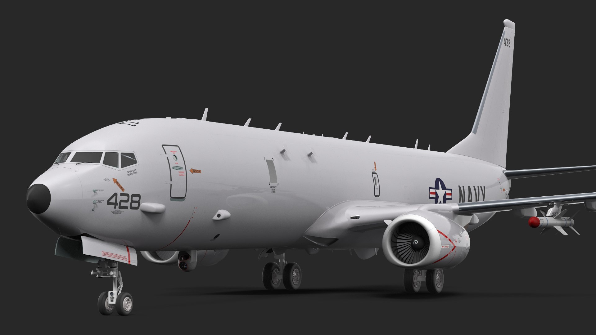 boeing p-8 poseidon military aircraft 3D https://p.turbosquid.com/ts-thumb/ih/YeUGY0/hjSkPrZy/boeingp8poseidonmilitaryaircraft3dmodel006/jpg/1583245343/1920x1080/fit_q87/11392e7200c16ac3fa9db93d82b4f5affe80b5bb/boeingp8poseidonmilitaryaircraft3dmodel006.jpg