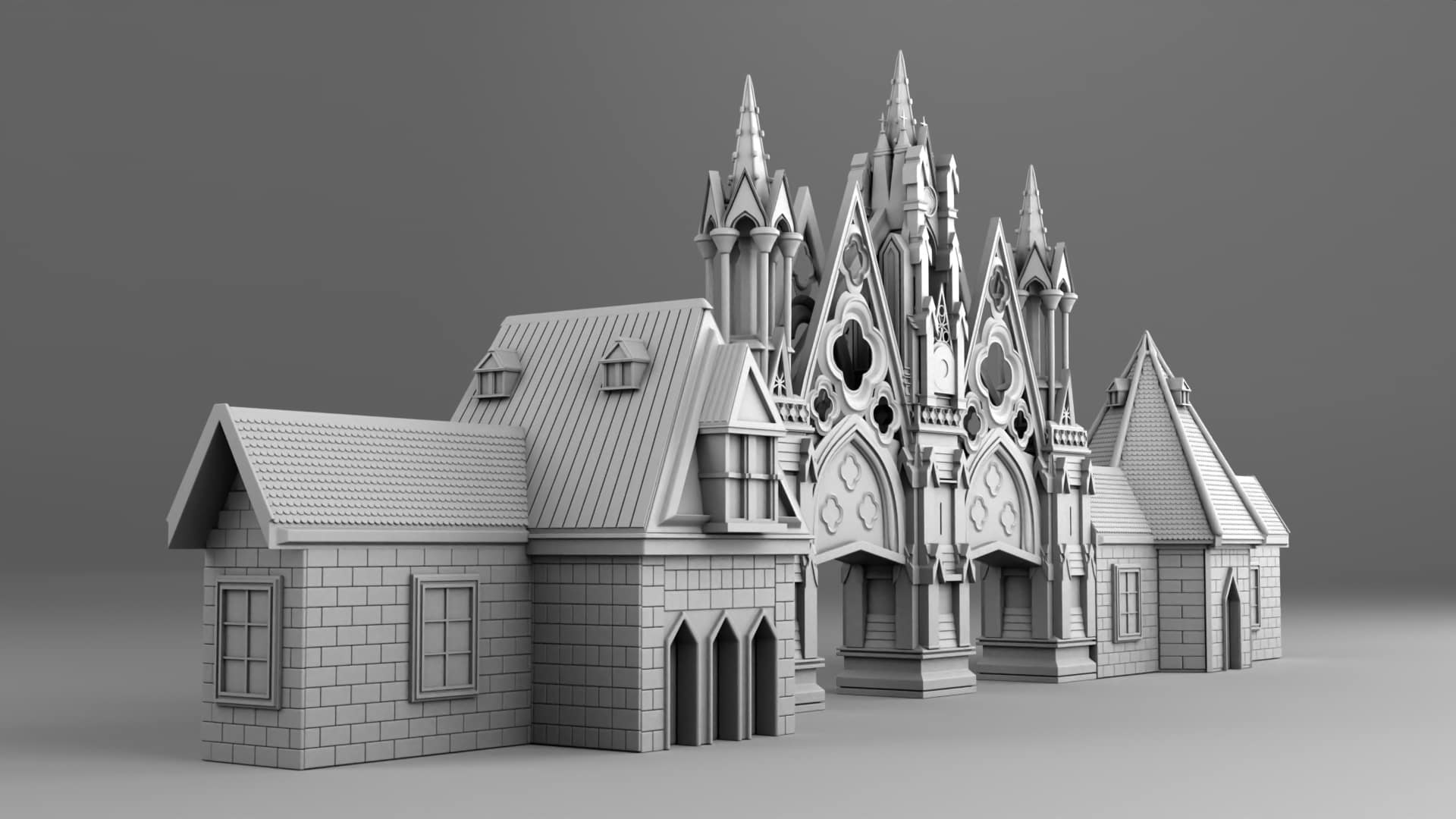 3D Gothic Castle Build Model TurboSquid 1688081
