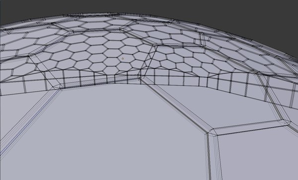 hexagon glass dome obj