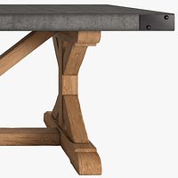 SALVAGED WOOD & CONCRETE X-BASE RECTANGULAR DINING TABLE
