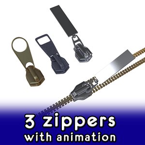 3d zippers zipping model