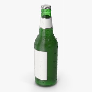 3D model Beer Bottle With Water Drops