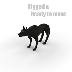 3d cartoon wolf rigged model