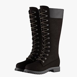 leather 14-inch black boots 3D model