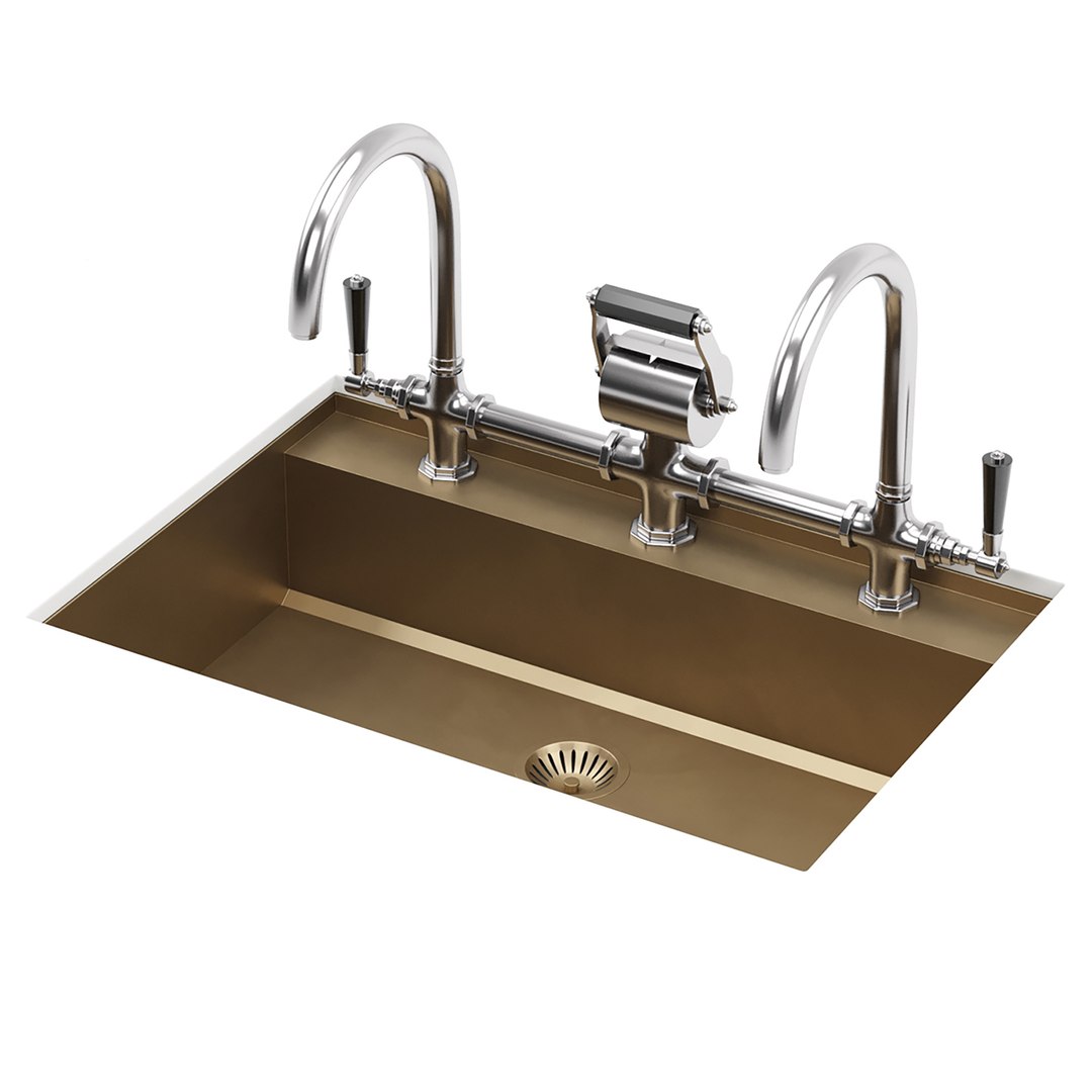 3D OFFICINE GULLO Undermounted Rectangular Sink With Step - TurboSquid ...