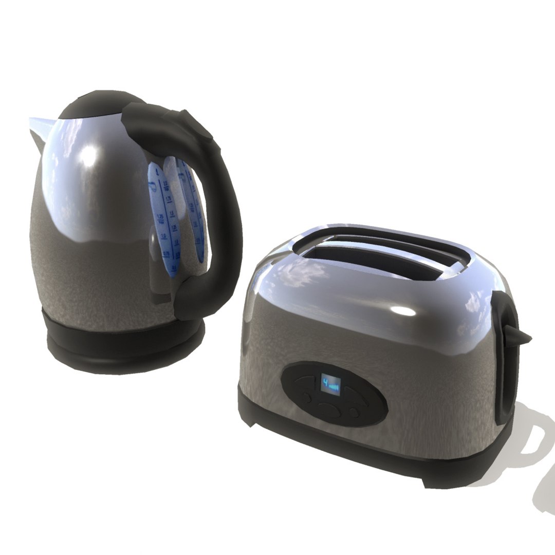 3d Kettle Toaster Set Model