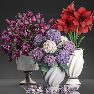 decorative bouquets flowers vase 3D