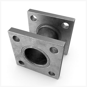 3D Double Square Flange Metal Armor PBR model