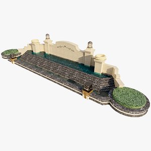Grand Neoclassical Reflecting Pool and Steps 3D model