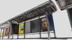 well made bus stop shelters with 4k textures 3D model