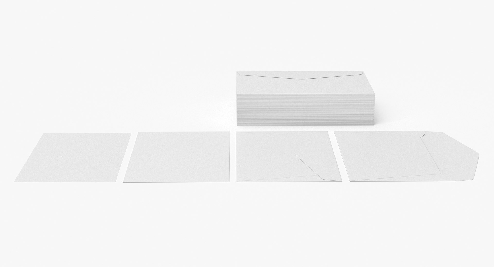 Small Square Envelopes Type 04 Flap Blank and Generic Label 3D model ...