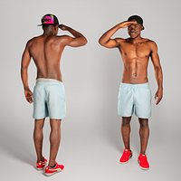 Shirtless muscular young african man standing and smiling 221