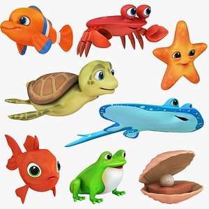 Cartoon Sea Creatures Collection 8 in 1