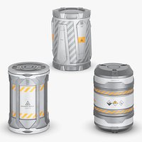 Cylindrical Hazard Canister with Bio-Warning Label White
