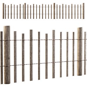 3D model Wooden fencing