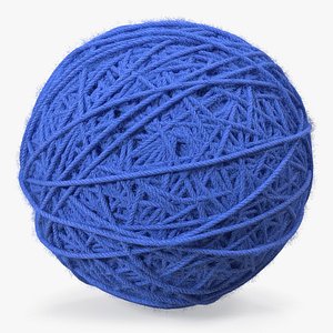 Blue Wool Yarn Ball 3D Model