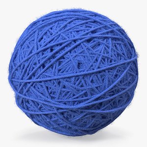 Blue Wool Yarn Ball 3D Model