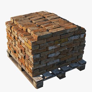 Pallets with old bricks 3D