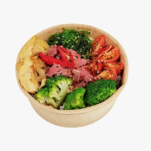 poke bowl with tuna rice tomatoes pepper broccoli